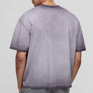 T-shirt en molleton français surdimensionné à manches courtes, col épais, impression DTG, design personnalisé, 100% coton, service OEM pour hommes - Product Image 2