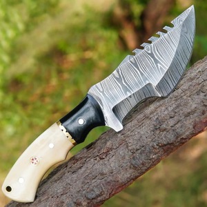Custom Handmade ODM Industrial Grade Damascus Steel Straight Tracker <b>Knife</b> <b>Bone</b> <b>Handle</b> 10in Drop Point Camping Viking Art FH-169 - Product Image 5