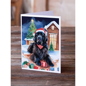 Cartes de vœux de Noël fantaisistes de Terre-Neuve Lot de 8 cartes de note vierges de taille A7 5x7 avec enveloppes - Product Image 2