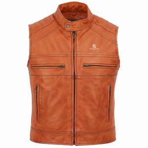 Men's Genuine <b>Leather</b> <b>Vest</b> Adults Custom Wholesale ODM Motorcycle Sleeveless Biker Jacket Vintage Casual Premium Outerwear 2026 - Product Image 2