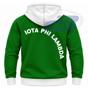 Sudadera con Capucha Verde para Hombre de la Hermandad Iota Phi Lambda con Bolsillo Canguro Blanco, Sudadera Casual con Bloques de Color 1929 para Mujer, Sudadera con Capucha de Invierno - Product Image 2
