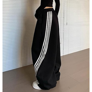 Women's Wide Leg Sweatpants Floral Embroidered Drawstring Waist Ankle <b>Toggle</b> Casual Loose Fit Comfortable Breathable Daily Wear - Product Image 3