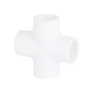 Connecteur à quatre voies en PVC-U pour la distribution de flux multidirectionnels dans les réseaux de plomberie et d'eau - Product Image 1