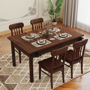 Tavolo da Gioco in Legno Massello 160x100 cm con Base Antiscivolo, Piano Rimovibile per 4-6 Giocatori, Tavolo da Pranzo Antiscivolo con Gambe in Legno Massello - Product Image 2