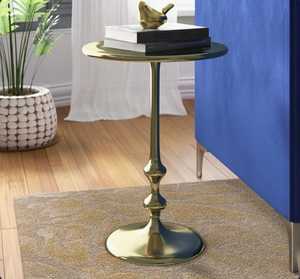 Aura Piece Modern Side <b>Table</b> With <b>Round</b> Top And Decorative Base For Living Room Furniture - Product Image 3