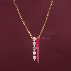 Pendentif en diamant cultivé en laboratoire certifié IGI et émail rouge en argent sterling 925 massif |   Collier de bijouterie fine de designer moderne - Product Image 1