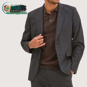Costume d'affaires élégant pour homme en laine et polyester, col simple, infroissable, coupe droite, devant plat, ensemble de costume formel pour le bureau - Product Image 2