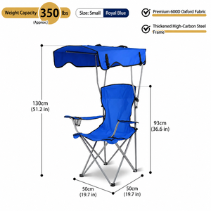 Chaise de camping pliante en aluminium portable pour l'extérieur avec auvent pare-soleil, légère et pliable pour la salle de sport et le jardin - Product Image 4