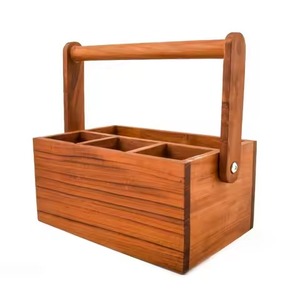 Wooden <b>Caddy</b> Rectangular Storage Box With 3 Compartments Handmade Rustic Design For Living Room Sundries <b>Caddy</b> - Product Image 6
