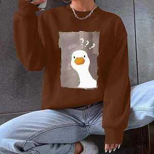 Sweat-shirt graphique pour femme, imprimé canard mignon, col rond, pull décontracté - Product Image 6