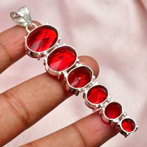 Collier pendentif en grenat rouge fait à la main, en argent Sterling 925, bijoux de luxe en pierres précieuses, cadeau élégant pour femmes, bijoux fins - Product Image 6