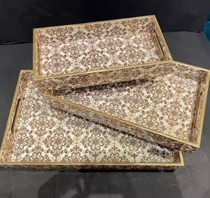 Bandeja de servicio de madera con temática navideña-Vajilla de MDF personalizada con estampado de esmalte - Product Image 1