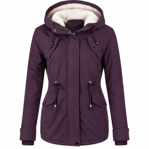 Veste utilitaire rose avec cordon de serrage à la taille et poche plaquée, tissu tissé, couleur unie, vêtements d'extérieur pour femmes - Product Image 1