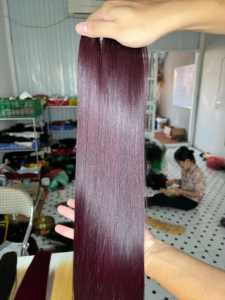 CDYHAIRVN Extensiones de Cabello Humano Vietnamita Liso Natural Borgoña Oscuro 100% Cutícula Alineada No Remy Color Personalizado Liso - Product Image 3