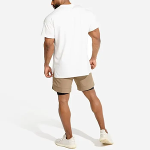 T-shirt blanc 100 % coton pour homme, manches courtes, col rond, coupe classique, couleur unie, respirant, séchage rapide, maille jersey 2026 - Product Image 2