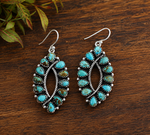 Boucles d'oreilles en turquoise, boucles d'oreilles en argent, bijoux en turquoise faits à la main pour femmes, style bohème sud-ouest, cadeau d'anniversaire - Product Image 3