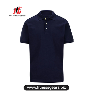 Polo à manches courtes pour homme, bleu marine, coton piqué, respirant, coupe décontractée, longueur normale, couleur unie, tricoté - Product Image 1