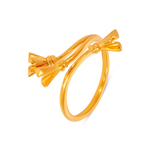 Elegant Gold Plated Bow Knot <b>Adjustable</b> <b>Ring</b> for Women Minimalist Ribbon Bow Designer Finger <b>Ring</b> - Product Image 1