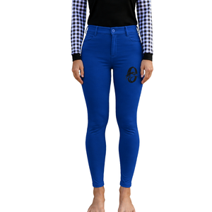 Pantalon d'équitation taille haute extensible bleu roi pour femme avec grip aux genoux – Idéal entraînement et compétition - Product Image 1