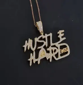 Colgante Personalizado de Moissanita con Nombre, Chapado en Oro, Plata de Ley 925, Estilo Hip Hop, Collar con Letra Personalizada para Hombres y Mujeres - Product Image 3