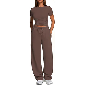 Ensemble de survêtement deux pièces coupe décontractée pour femme avec pantalon à cordon de serrage - Product Image 2