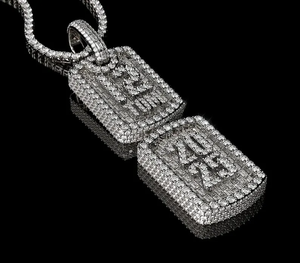 Colgante doble de moissanita estilo hip hop con cadena tipo tenis, joyería de lujo para hombre, estilo urbano, para uso diario. - Product Image 6