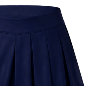 Jupe plissée bleu marine pour cheerleading avec bordure rayée blanche et bleu clair, uniforme de performance athlétique pour femmes et filles - Product Image 4