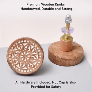 Wholesale Handmade Wooden Carved <b>Knobs</b> Floral Mandala <b>Drawer</b> Cabinet Door Pulls Vintage Furniture <b>Decorative</b> Handles - Product Image 3
