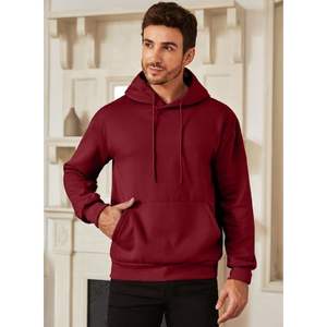 Sudadera con Capucha Roja para Hombre, Informal, de Forro Polar, Cálida para Invierno, Estilo Urbano - Product Image 2