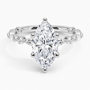 Bague SOJ 012 en argent 925 plaqué rhodium, coupe marquise, moissanite 2 carats couleur D VVS1, couverture trois-quarts, certifiée GRA, pour mariage - Product Image 1