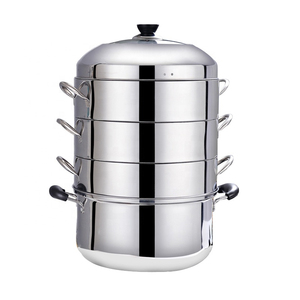 Olla vaporera de alta resistencia con varios niveles, cuerpo de acero inoxidable, tapa de vidrio templado, asas laterales cómodas y calentamiento rápido. - Product Image 2