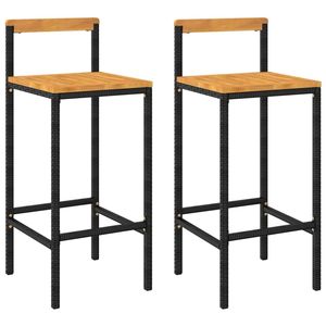 Ensemble de 2 tabourets de bar noirs, chaises de jardin élégantes - Product Image 2