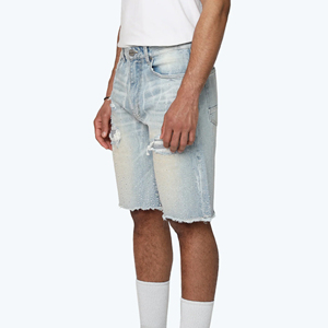 Shorts en jean baggy d'été pour hommes, vente en gros du fabricant, logo et étiquette personnalisés, denim uni de qualité supérieure - Product Image 3