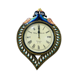 Handcrafted Wooden Peacock <b>Design</b> Art Deco Quartz Battery Operated Decorative <b>Wall</b> <b>Clock</b> - Product Image 1