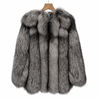 Manteau en fausse fourrure de renard écologique pour femme AL SWANS, épais, chaud, couleur unie, élégant, avec bordure en fourrure