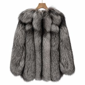 AL SWANS <b>Women's</b> Eco-Friendly Faux Fox Fur Coat Thick <b>Warm</b> Winter Solid Color Elegant Outerwear with Fur Trim - Product Image 1