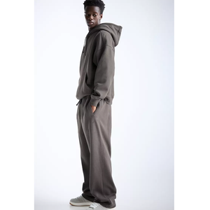 Ensemble de survêtement décontracté pour homme à capuche, couleur unie, coupe ample, longueur intégrale, pour l'automne, 100 % coton, sweat-shirt et pantalon - Product Image 6