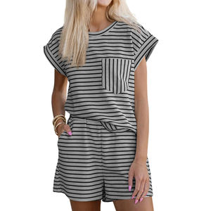 Ensemble décontracté 2 pièces pour femme : T-shirt et short en coton – Nouvelle collection tendance - Product Image 1