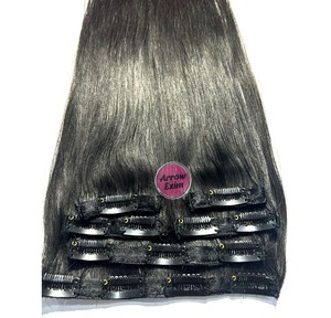 Extensions de cheveux naturels lisses à clipser 100g, cheveux indiens vierges provenant du Tamil Nadu, double trame machine, prêts à la permanente - Product Image 3