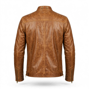 Men's <b>Brown</b> Polyester Quilted Jacket Stand Collar Zipper Closure Regular Fit Winter Solid Color Casual Style Breathable <b>Fleece</b> - Product Image 2