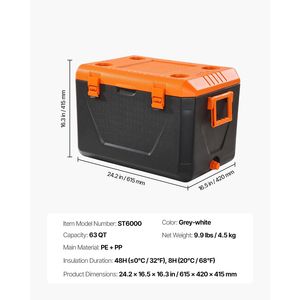 Borsa frigo rigida isolata da 63 QT con maniglie resistenti, portabicchieri e materiale LLDPE leggero - Product Image 6