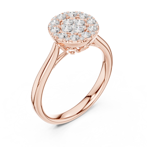 Rose <b>Gold</b> Round Multi Stone Cluster Lab Grown Diamond Statement <b>Cocktail</b> <b>Ring</b> Pavé Setting Women's Fine Jewelry - Product Image 4