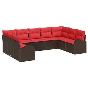 Ensemble de canapés de jardin en polyrotin synthétique marron avec coussin - Product Image 2