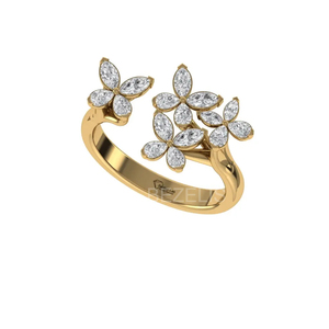 Impresionante Anillo de Rama Floral Delicado 05 con Diamantes Sostenibles Cultivados en Laboratorio, Engastados en Platino con Diseño de Ramita Orgánica - Product Image 3