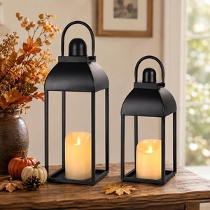 Farol Metálico Vintage de Lujo para Decoración del Hogar, Portavelas de Hierro Hecho a Mano con Paneles de Vidrio para Navidad - Product Image 3