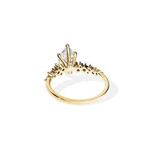 Anillo de compromiso de diamantes talla pera para mujer, oro macizo de 14K, engaste de púas, estilo floral - Product Image 5