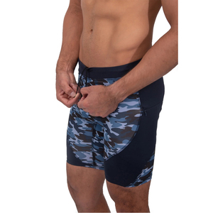 Shorts de compression pour hommes 100% polyester, personnalisables, noirs et bleus, respirants, à séchage rapide, pour la gym et l'entraînement - Product Image 4