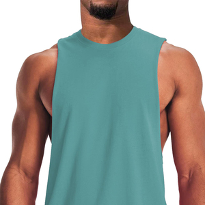 Camiseta sin mangas para hombre, color verde azulado, cuello redondo, color sólido, transpirable, de punto, informal, para entrenamiento - Product Image 2