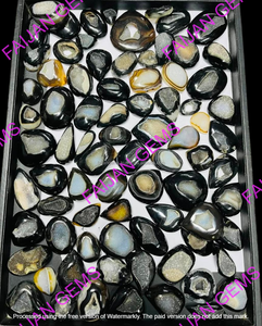 Ágata Negra Natural con Rayas, Gema Suelta con Juego de Color, Cabujones Pulidos de Forma Libre, Piedras de Formas Mixtas para Hacer Collares FAIJAN GEMS - Product Image 3