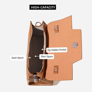 Sac à main en cuir véritable pour femme, fermeture à rabat, avec bandoulière amovible, style classique, décoration boutonnée, sac à main pour usage quotidien - Product Image 4